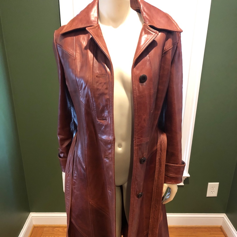 Vintage Napa Y Ante Red/Brown Leather Trench small